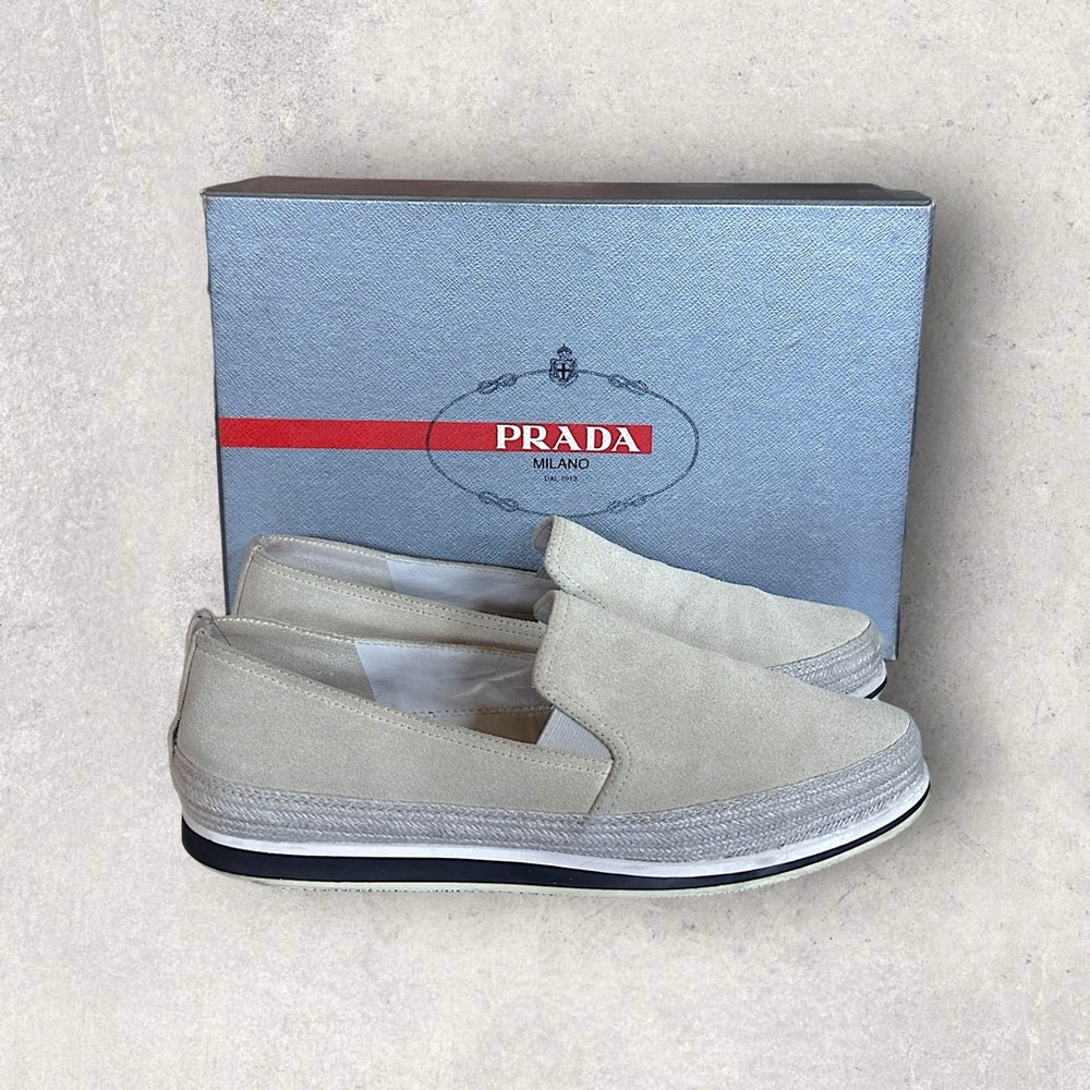 Prada Suede Slip On Sneakers